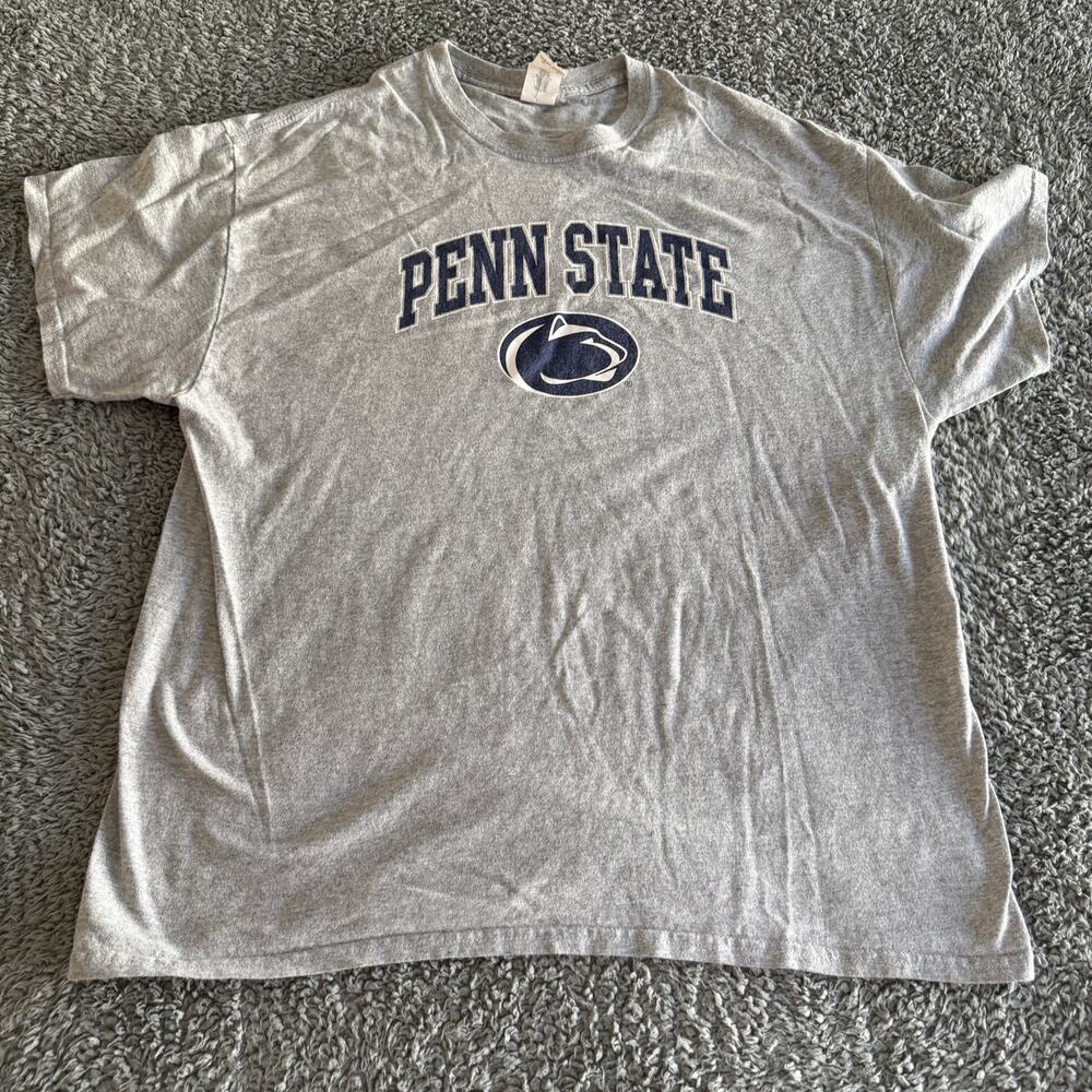 Gildan NCAA Penn State Nittany Lions Gray Cotton Logo T-Shirt Men's XL Y2K